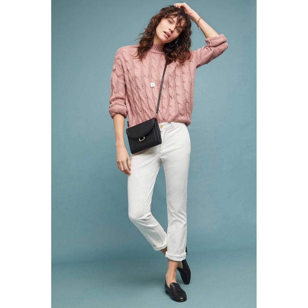 Chino By Anthropologie Speckled Pants Womens Ivory Relaxed Sz 25 (27x29.5)